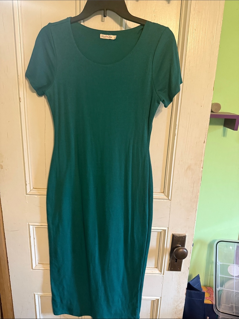 Heart Hips Teal Scoop Neck Midi Dress